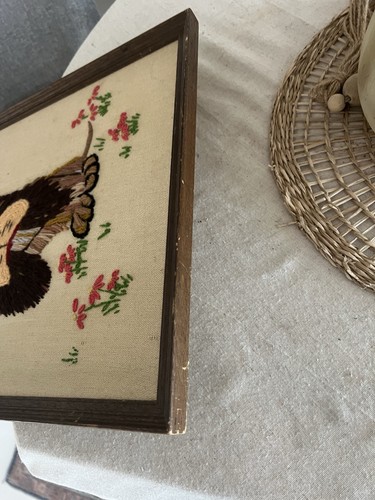 Vintage Crewel Needlework 1960s Droopy Dog Funny Bee Tapestry Needlepoint Framed - Picture 6 of 12