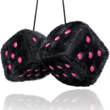 Black Fuzzy Dice - 2.5 Hot Pink Cute Car Accessories For Interior Rear View Mir