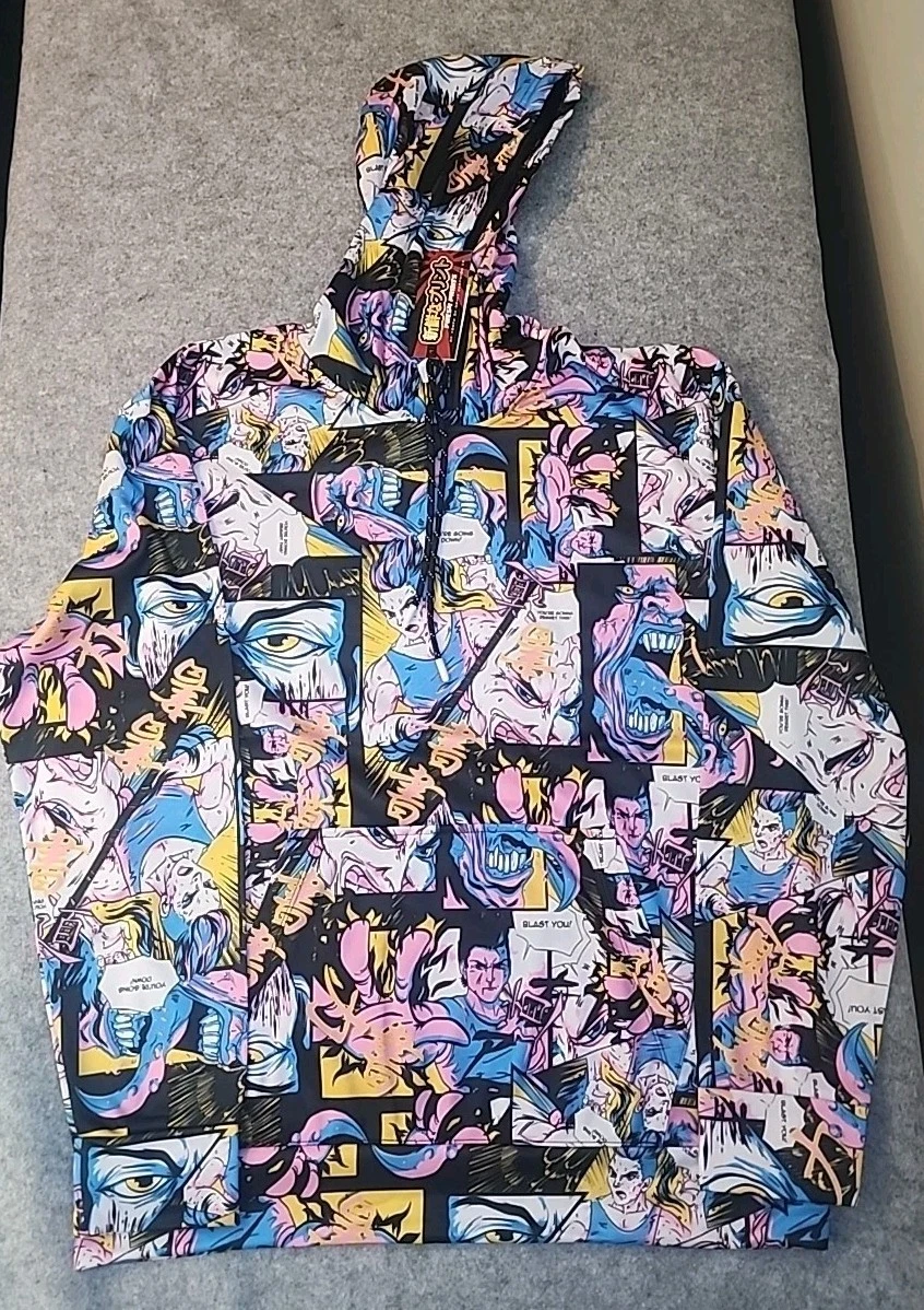 NWT Fresh Print's of Tokyo By Drill Clothing Graphic Multicolor Hoodie Sz Large