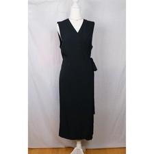 Everlane The Japanese Weave Wrap Midi Dress Sleeveless Black Size 12