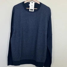 TURNBURY MERINO WOOL Dark Light Blue Sweater Pullover Crew Neck Long Sleeve XL