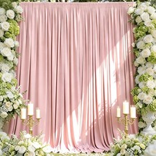 2 PCS Blush Pink 5x7 FT Backdrop Curtains Wrinkle Free Polyester Photo Drapes