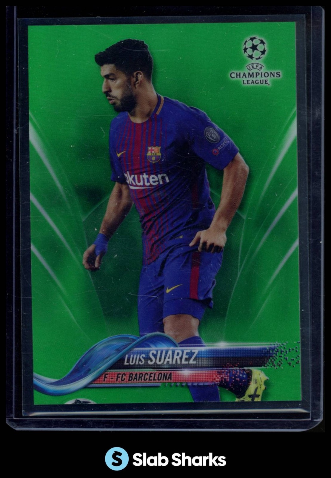 2017 TOPPS CHROME UCL #62 LUIS SUAREZ GREEN REFRACTOR /99