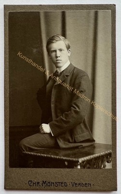 orig. CDV Foto Fotografie Bild alt Herr Mann Mode um 1910 Verden Mönsted