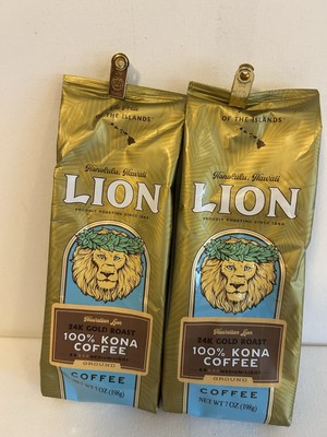 2pack 100% Lion KONA Coffee Ground Medium Roast 7oz Ea Bb3/2026 Free Shipping!