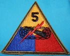 WW2 ERA 5th ARMORED DIVISION PATCH US MILITARY BADGE UNITED STATES WORLD WAR II