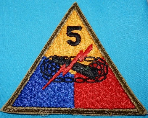 WW2 ERA 5th ARMORED DIVISION PATCH US MILITARY BADGE UNITED STATES WORLD WAR II