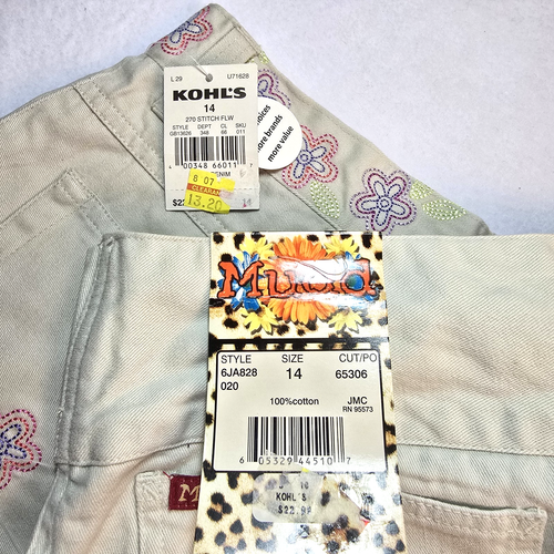 Vtg Y2K Mudd Girls Lot Embroidered Floral Shorts Size 14 Preppy Twee Hipster NOS - Picture 8 of 8