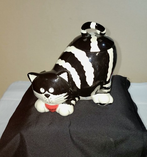 Chester The Cat Cookie Jar 2008 Black & White Ceramic Burton & Burton - Picture 4 of 13