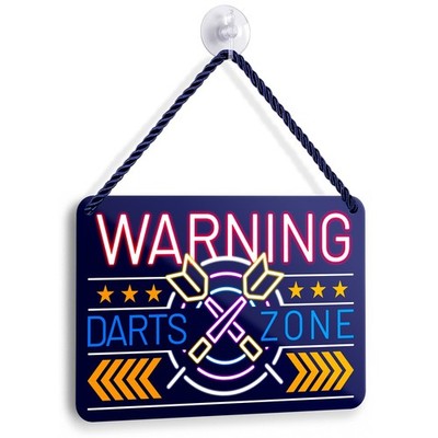 Warning Darts Zone Schild 18x12cm Dartpfeile Dartscheibe Geschenk Dartspieler