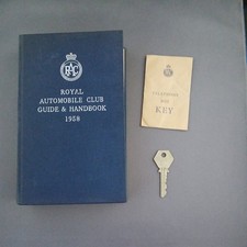Vintage RAC Royal Automobile Club Guide & Handbook 1958 & RAC Telephone Box Key
