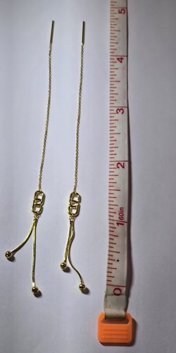 18K Solid Gold Threader Earrings - 1.74 Grams - Picture 4 of 5