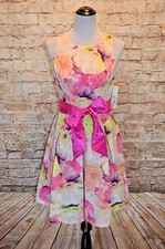 Modcloth Friendship Feast Dress NWT 4 Eliza J $160 fucshia  grosgrain floral 