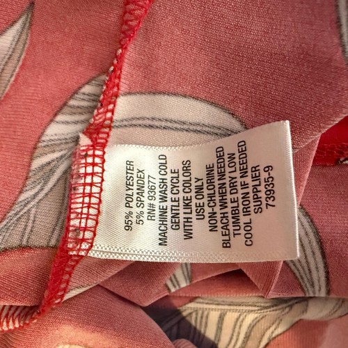 Liz Claiborne Red Leaf Print Pleated Short Sleeve Blouse Size Medium - Picture 5 of 5