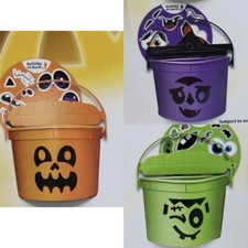2023 McDONALD'S Halloween Bucket Pail- Set Of 3 Pails-orange /purple/green-New