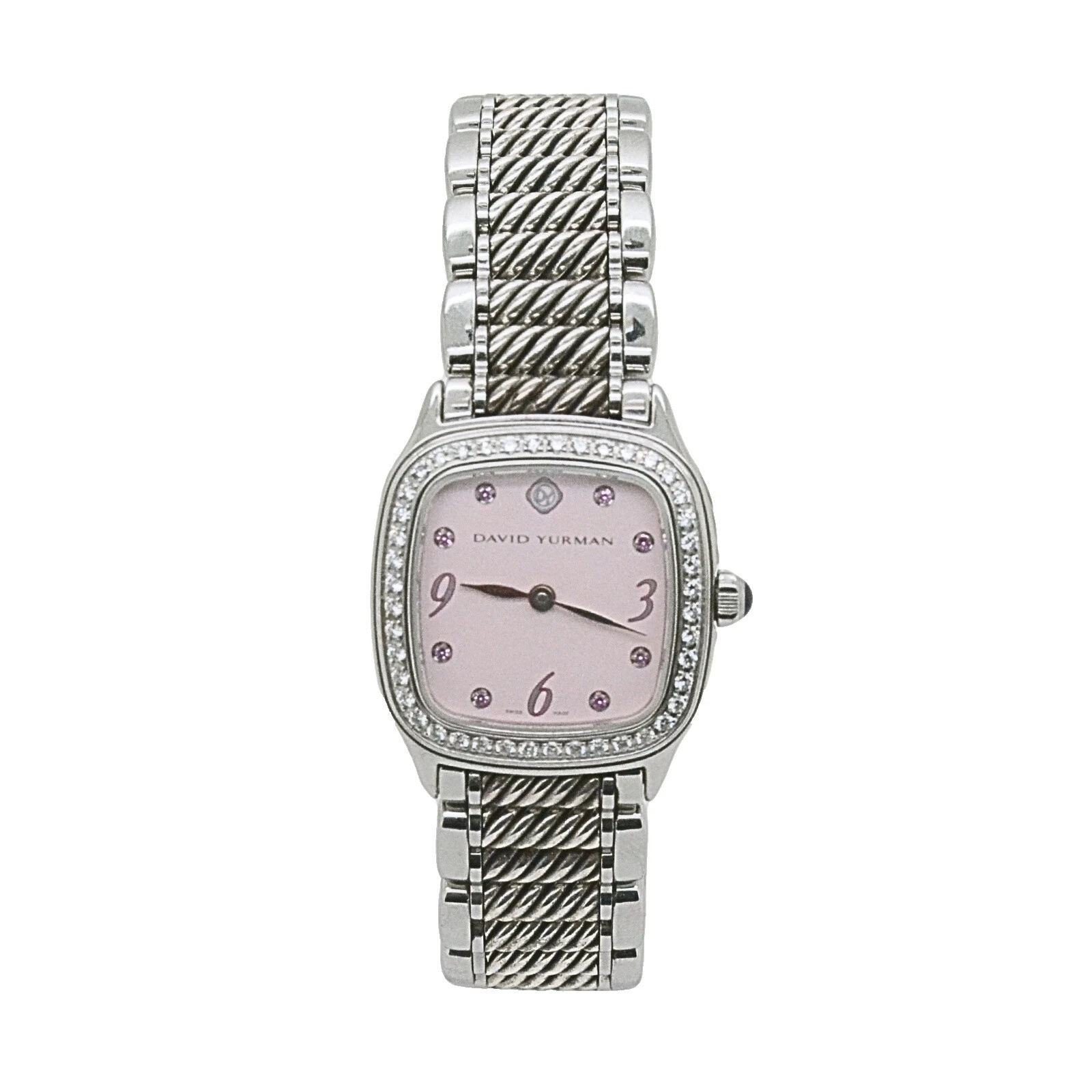 Caja de Acero Inoxidable David Yurman Diamante Relojes de pulsera