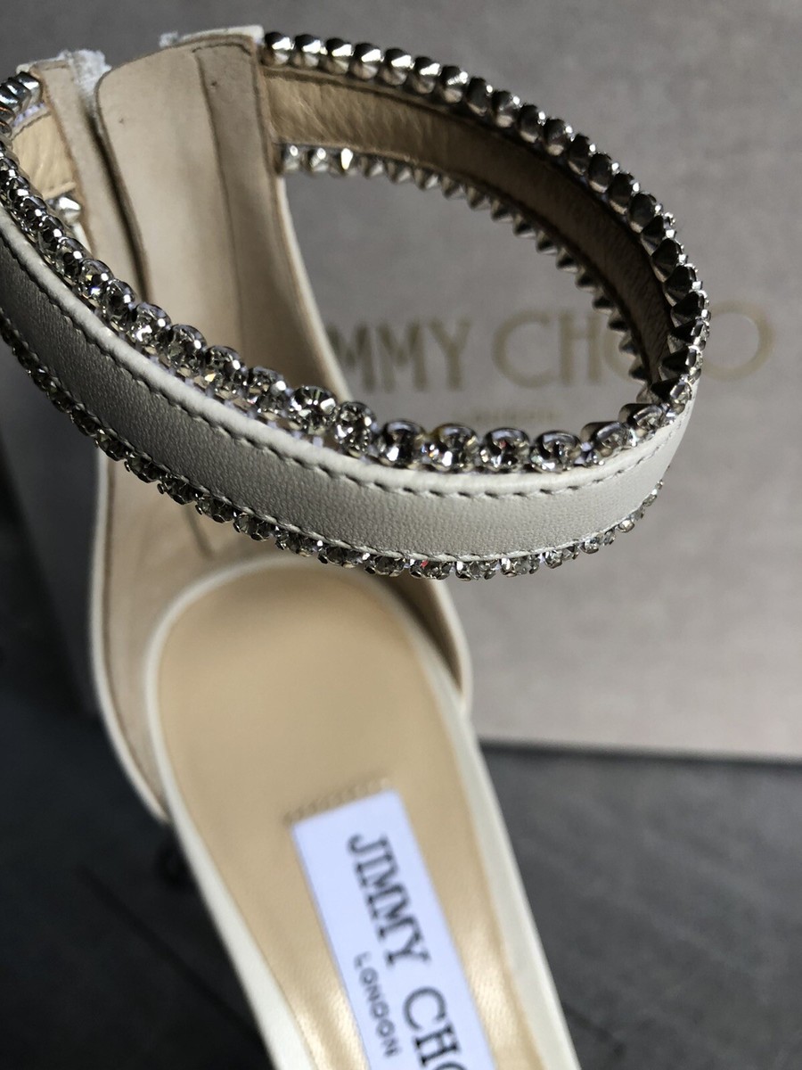 Jimmy Choo Dochas 100 Latte Nappa Leather Sandals With Jewel