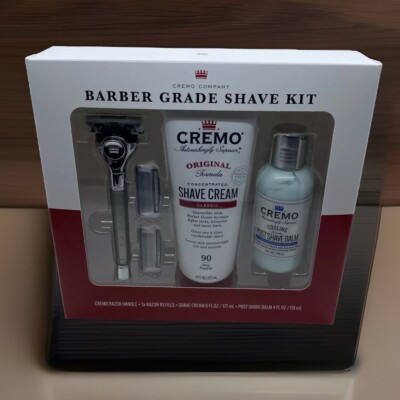 Cremo Barber Grade Shave Kit + Razor + Cream + After Shave Balm & 3 Refills NEW!