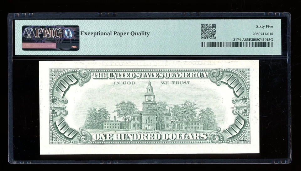 DBR 1993 $100 FRN Boston Gem Fr. 2174-A PMG 65 EPQ Serial A29803004A - Image 2 of 2