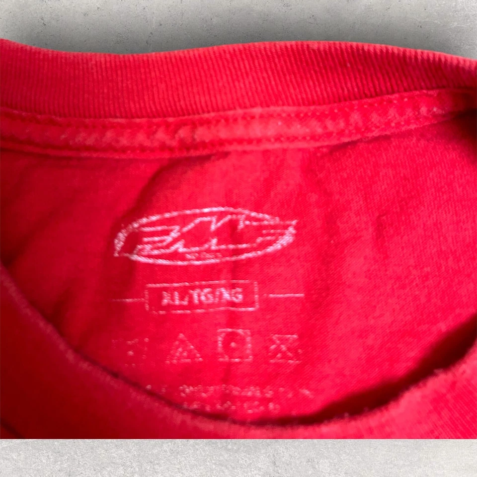 FMF Racing T-Shirt Fits Large Red Short Sleeve Flying Machine Factory Flag Logo - Image 3 of 4