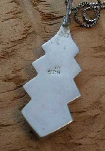 Collar de Plata Esterlina Nativo Modernista del Suroeste Firmado De Colección Piedra Azul 18" - Imagen 6 de 10