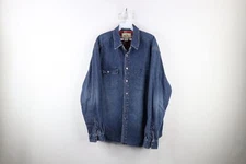 Vtg Eddie Bauer Mens L Heavyweight Flannel Lined Denim Shirt Jacket Jac Shirt