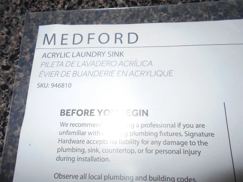 Signature Hardware SHLS2522WH Medford Drop In Single Basin Acrylic Laundry Sink - Picture 3 of 5