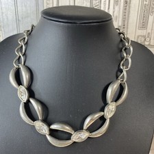 Vintage Swarovski SAL Silvertone Chain Necklace ? Crystal Rhinestone Signed