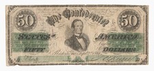 T-16 1861 $50 CSA Jefferson Davis Confederate States of America Note