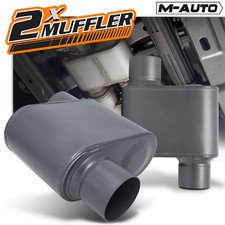 Pair Of Grey 2.25offset Inletoutlet Race Performance Chambered Exhaust Muffler
