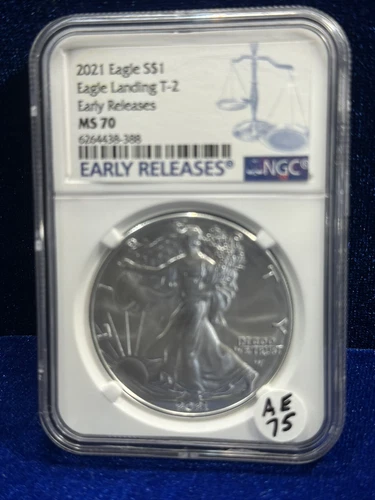 2021 T-2 Eagle Landing American Silver Eagle NGC MS 70 Early Releases #AE75