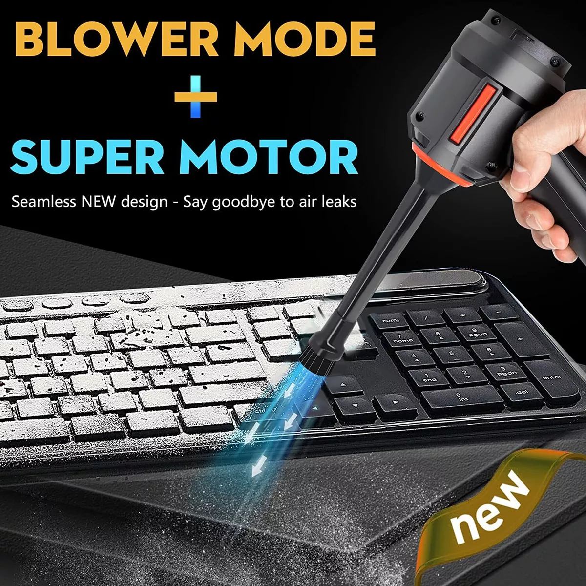 Air Duster & Mini Vacuum Keyboard Cleaner 3in1 Portable Cordless Blower  Computer