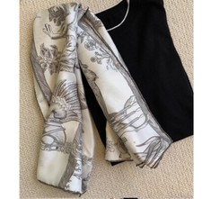 New Spring Boutique High Quality 100 Mulberry Twill Silk Knight Print Scarf 35   