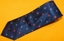 MEN'S VERSA BLUE/RED RECTANGLES MOTIF TIE - TIES - NECK TIES - DESIGNER TIES.