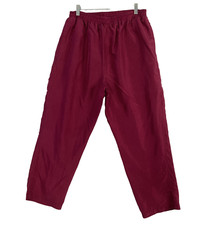 Women's VTG Silk Pants Drawstring Wide Leg Magenta Pink L 29x25 Pull On 90s