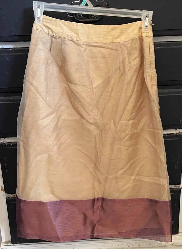 Silk Box Womens Skirt Size 4 Embroidered 100 Silk Midi Button Floral