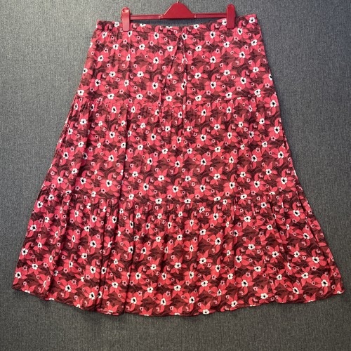 Marks & S per una skirt size 20 maxi floral pink mix print tiered boho pockets