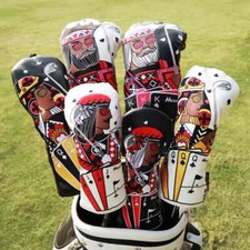 New Poker King Queen JQK Golf Club Head Cover Driver Woods Hybrid UT Head Covers