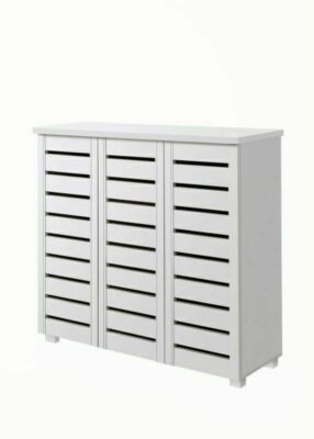 Timber Art Design TAD039 3-türiger Schuhschrank - Weiß