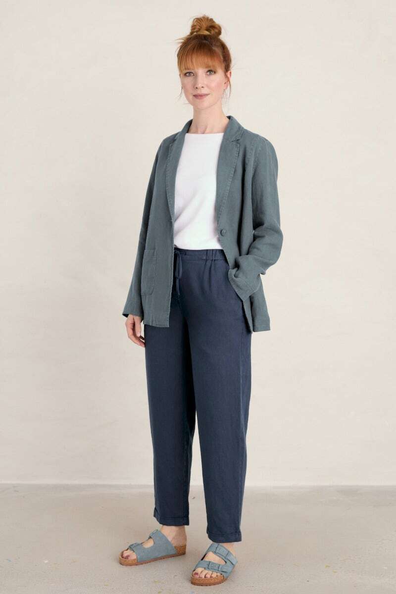 Seasalt Women's Trousers navy Dipping Sun Linen Trousers Regular Waterline eBay