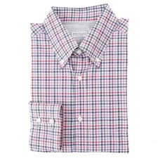 Brunello Cucinelli Slim-Fit Pink-Gray-Blue Check Cotton Dress Shirt XXL