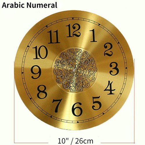 Aluminum 10" Round Gold Clock Face Roman / Arabic Numeral DIY clock Making - Picture 8 of 8