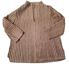 CHICO'S TRAVELERS Collection Tan Zip top sz 1 sweater cardigan