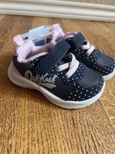 Oshkosh Bgosh Toddler Girls Blue Polka Dot Sneaker Shoes Size 4 Brand New