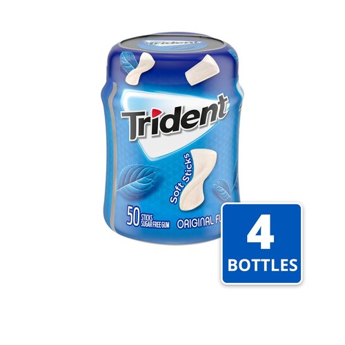 Chicle Trident Sin Azúcar 4Pk x 50 Palitos Original Dientes Blancos Aliento Fresco - Imagen 2 de 12