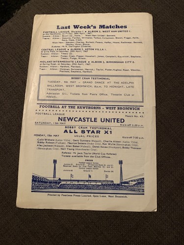 1967 West Bromwich Albion Reserves V Wolverhampton Reserves Football Programme - Picture 2 of 2