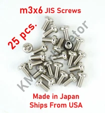 25 m3x6 JIS Pan Head Screws MADE IN JAPAN USA Stock Bright Plated 3x6 m3 6mm