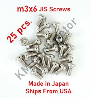 KM CARBURETOR 25 m3x6 JIS Pan Head Screws MADE IN JAPAN USA Stock Bright Plated 3x6 m3 6mm