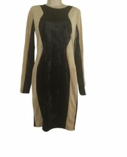 Fashion Nova Tan Black Colorblock Velvet Bodycon Dress JR Size L