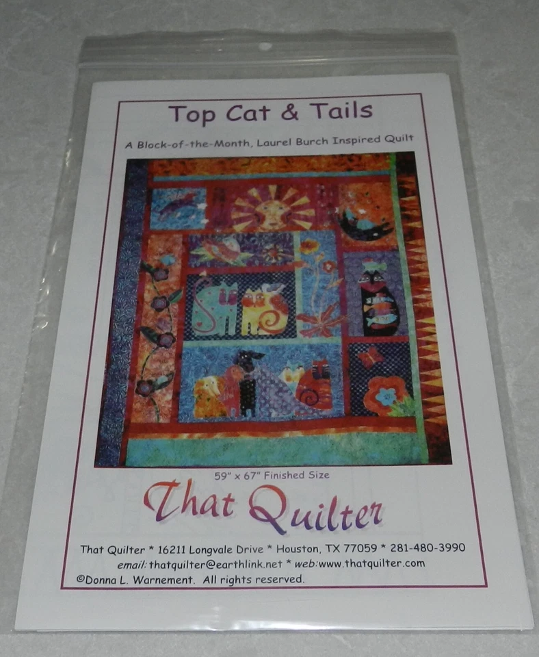 Laurel Burch Inspired Quilt Patterns NEW Top Cat & Tails 10 Blocks for Applique - Image 2 of 4